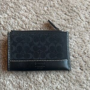 Coach canvas and leather mini ID case /Black Leather Card Holder